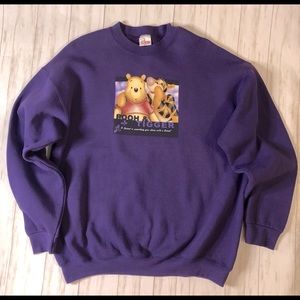 💫 VINTAGE DISNEY STORE PURPLE POOH BEAR & TIGGER CREW NECK SWEATSHIRT-UNISEX